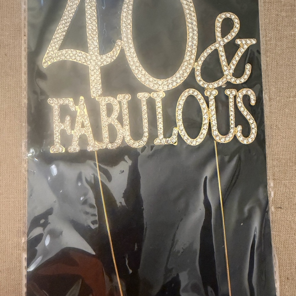 Large Gold Blinged out 40 & Fabulous Cake Topper
